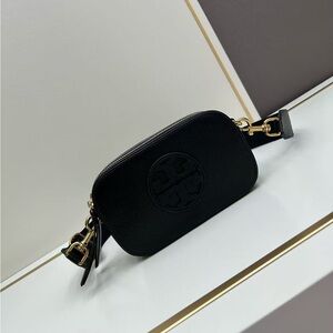 Tory Burch Black and Cream Zip Pouch